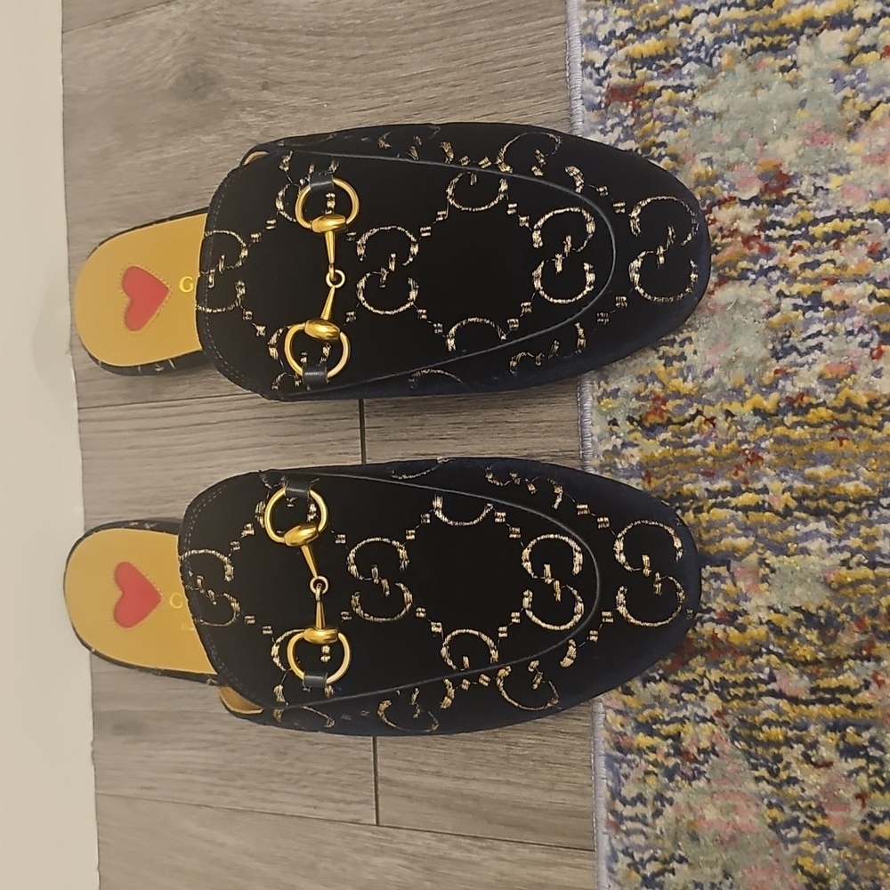 Gucci Princetown GG Horsebit Velvet Loafer Mules